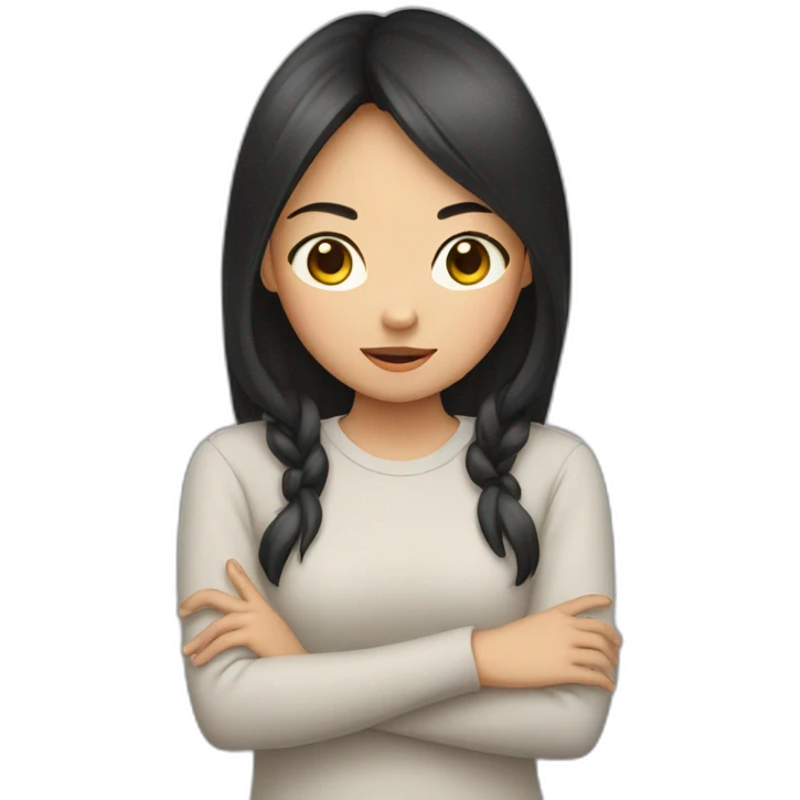 Female asian girl hiding behind hands emoji