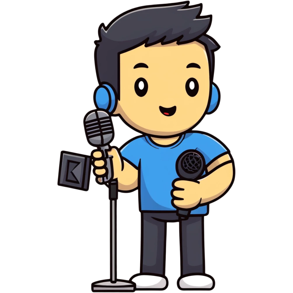 Man holding a microphone, performer emoji