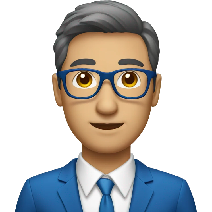 consultor empresarial con lentes y traje azul emoji