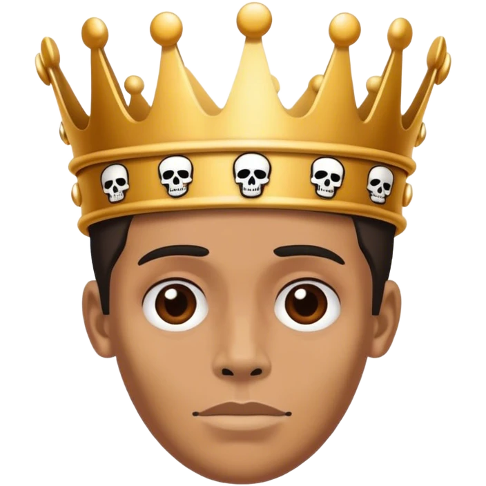 Wearing a crown with skull bones all over emoji