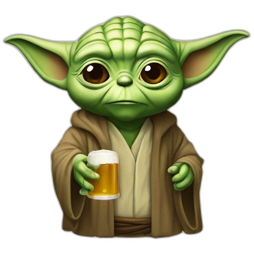 Yoda buvant une bière emoji