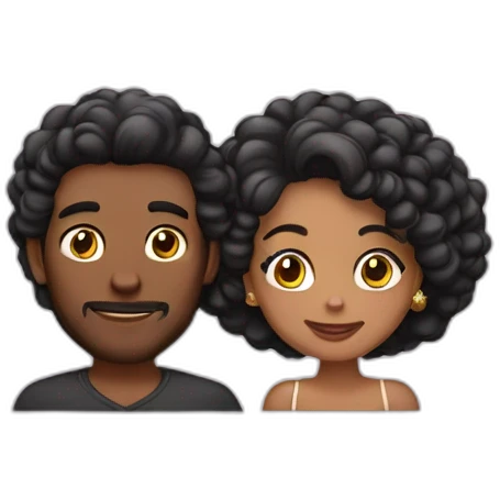 Chico calvo con su novia de pelo negro emoji