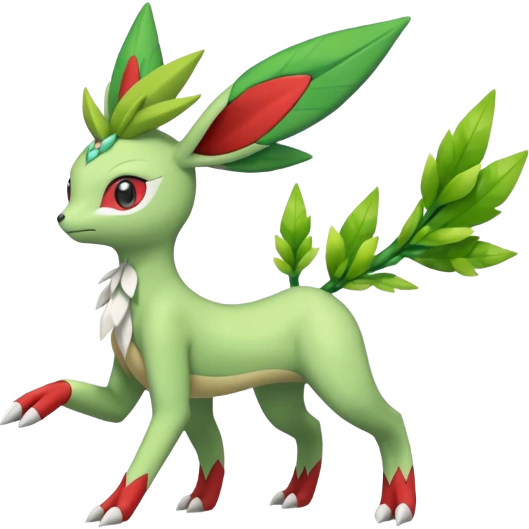 Shaymin-Leafeon-Sceptile-Flygon-Meloetta-Pokémon-Fakémon-fusion, full body emoji