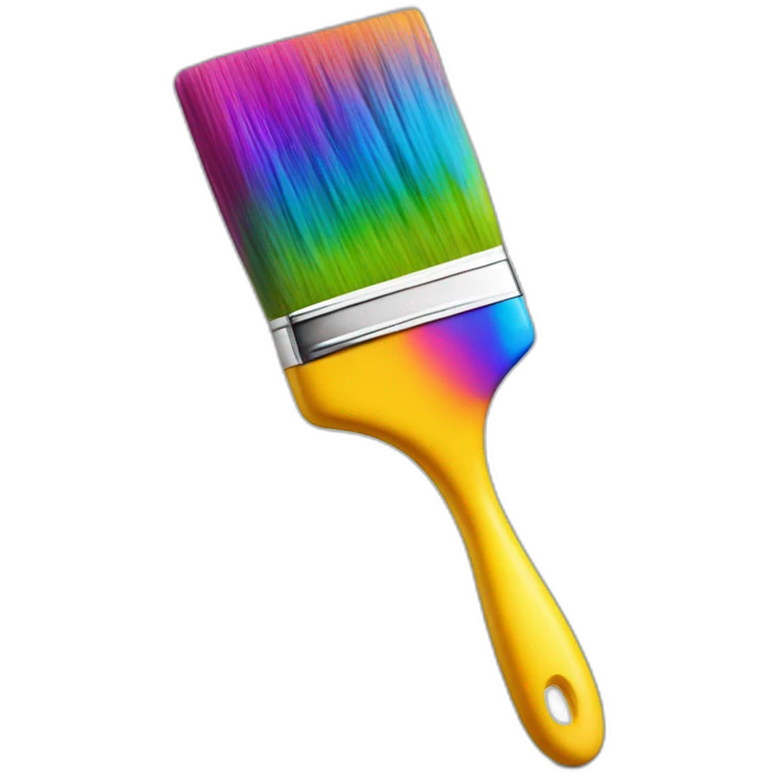 paintbrush with a face singing with joy many colors emoji
