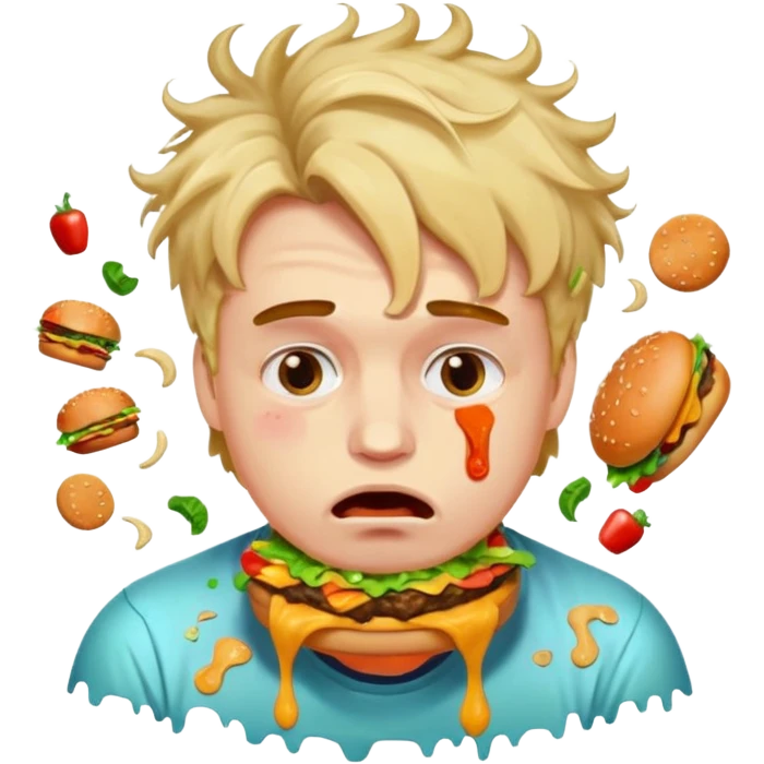 Guy with puking burgers emoji