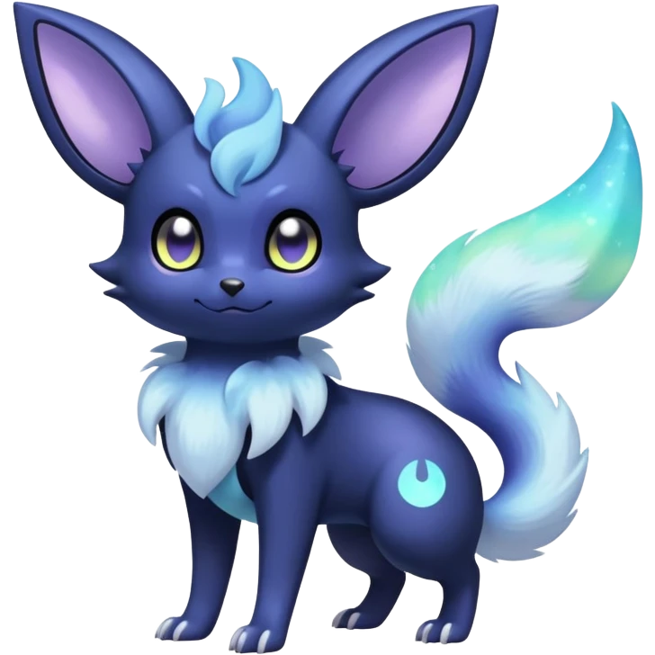 Shiny pastel Nebulae Noibat-Meowstic-Umbreon-Fakémon-hybrid-creature (full body)  emoji