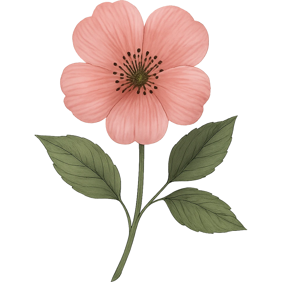 single flower with leaves emoji