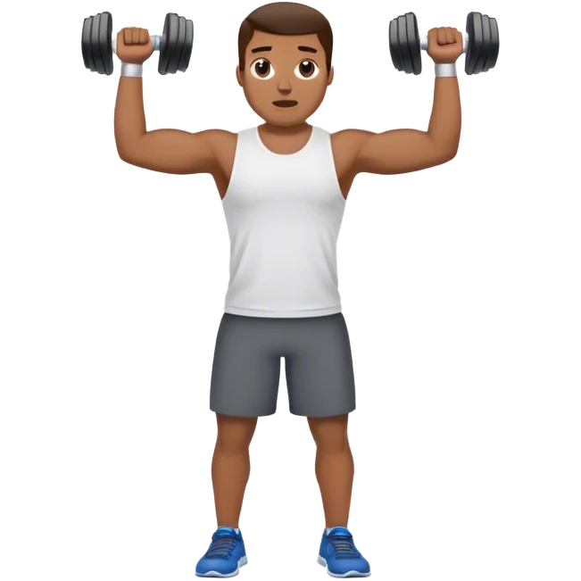 holding dumbbells by hip-side and shrugging shoulders up emoji