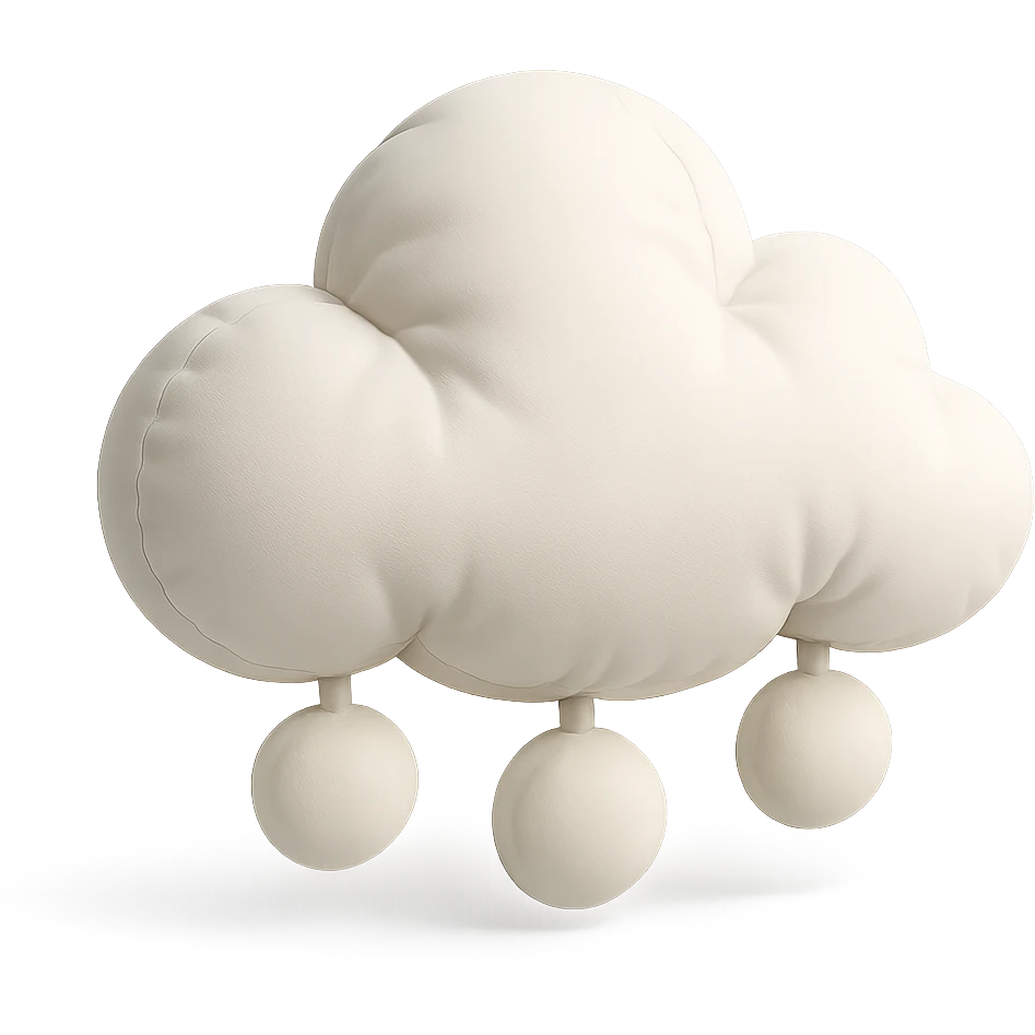 plush cushion style cloud with snow, cute and soft emoji