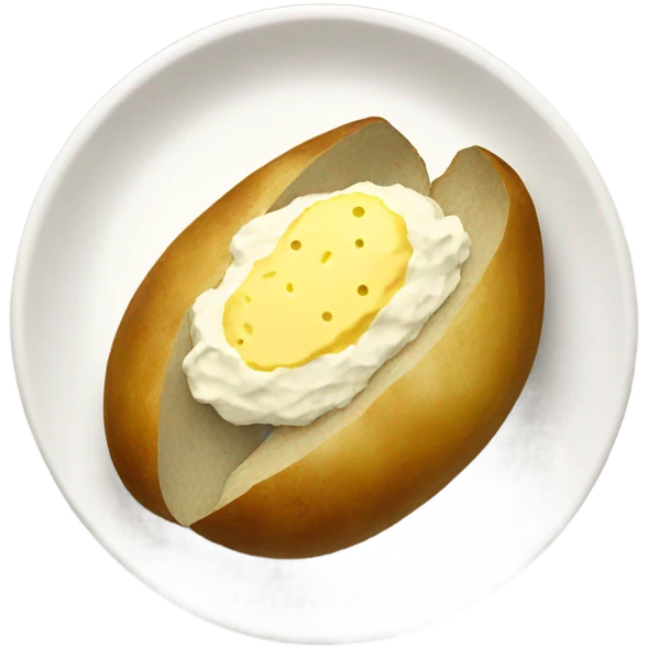 Plate of Baked potato with butter and salt emoji
