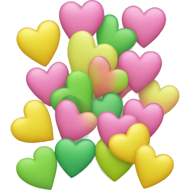 Yellow pink green hearts  emoji