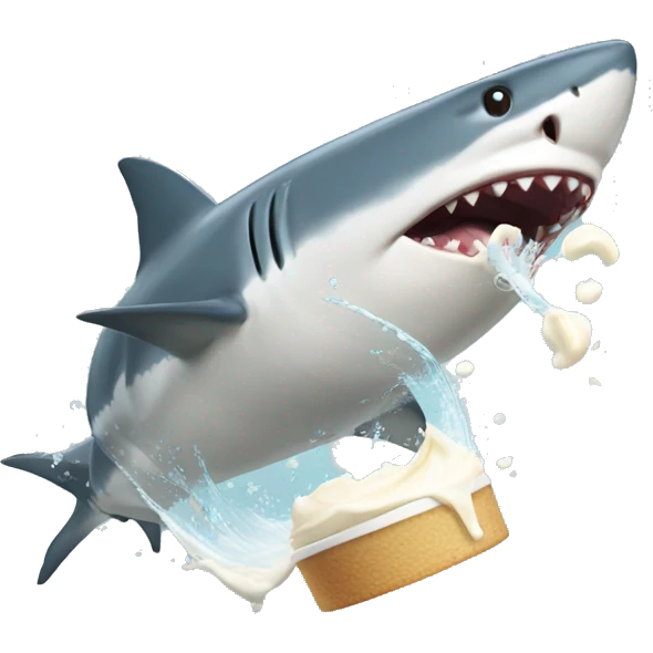 Shark throwing cream emoji