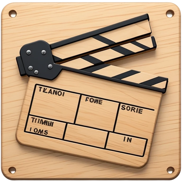 simple clapperboard from top view, geometric outline with thin black lines and single diagonal line, minimalist emoji