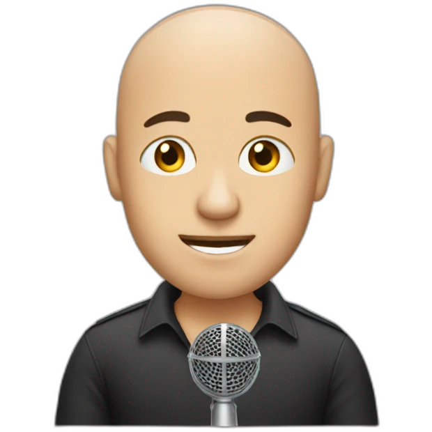 Bald Man with microphone emoji