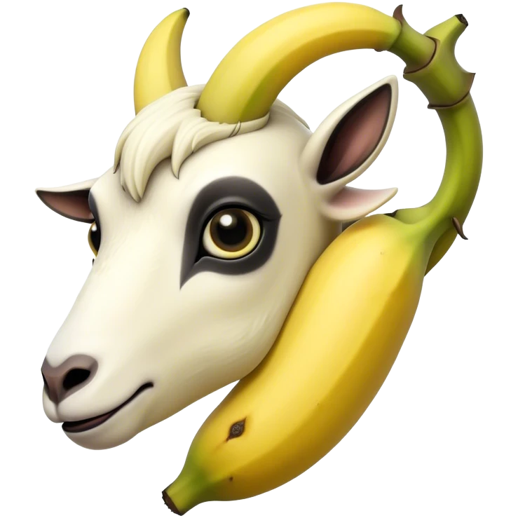A banana that looks like a goat. With a gothic look.  emoji