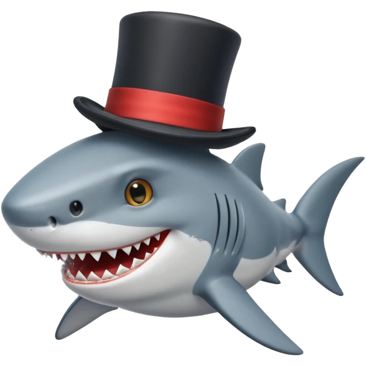 Shark with a top hat emoji