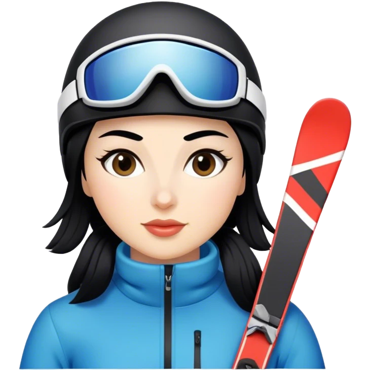 Ski woman downhill black hair2 emoji