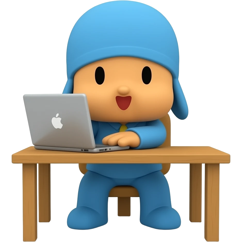 Pocoyo trabalhando de albayil mas mantendo o disllo de Pocoyo emoji