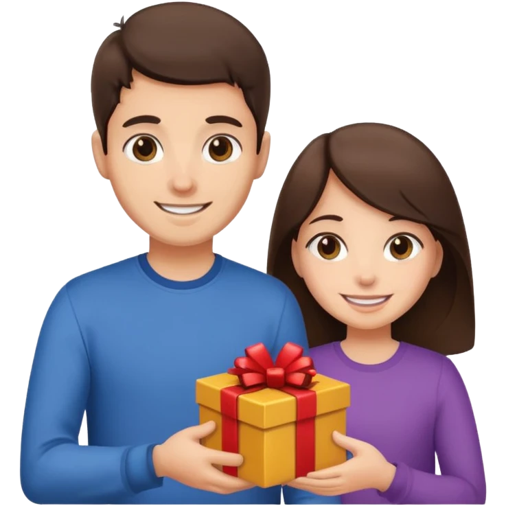 Brother giving the gift sister brunets emoji