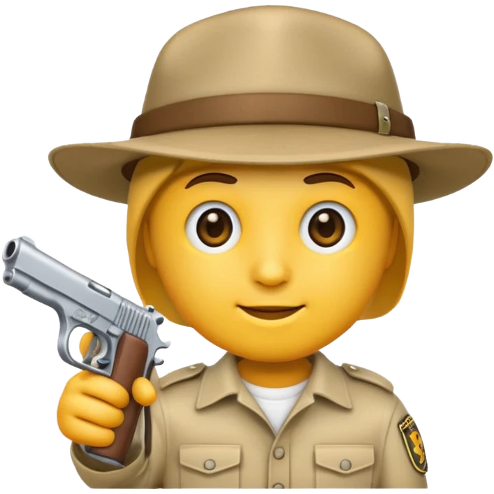 As un emoji blanco con una gorra y una garrafón un pistola  emoji