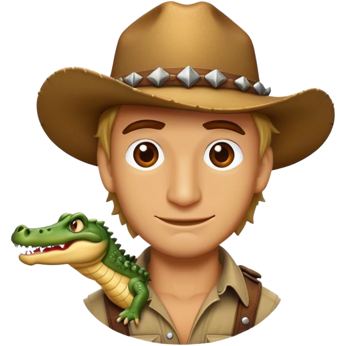 Cinematic Realistic Crocodile Dundee Pop Culture Emoji, depicted with rugged charm and adventurous spirit rendered with lifelike detail and cinematic lighting. emoji