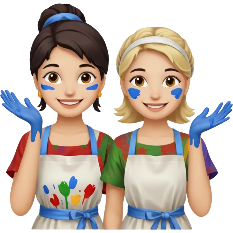 Young Women painting smilling tablier emoji