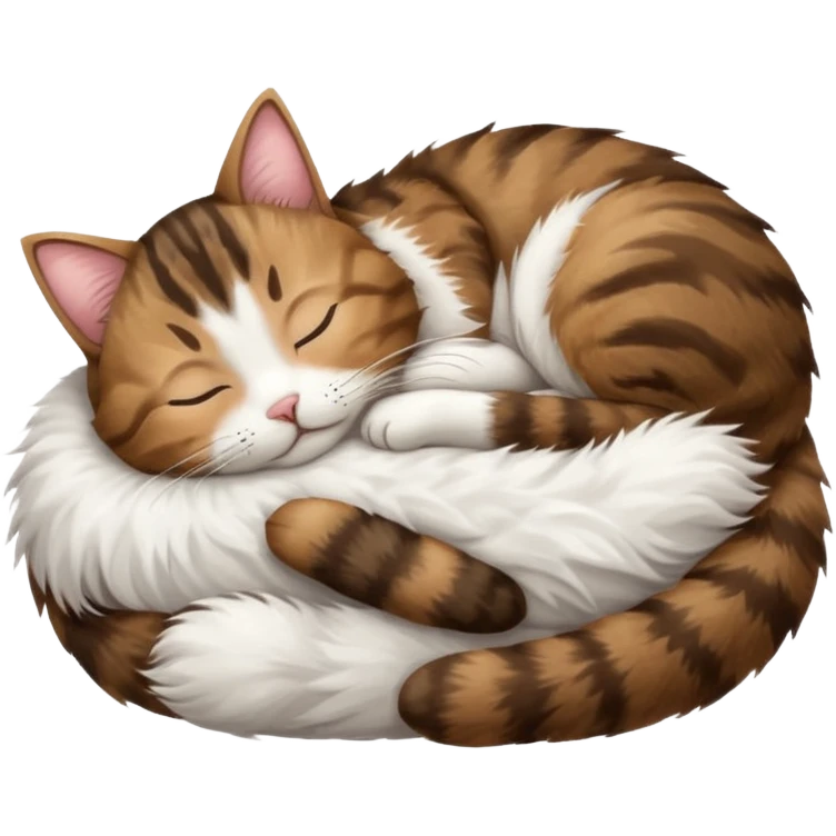 dark brown tabby and white cat sleeping rolled over and upside down emoji