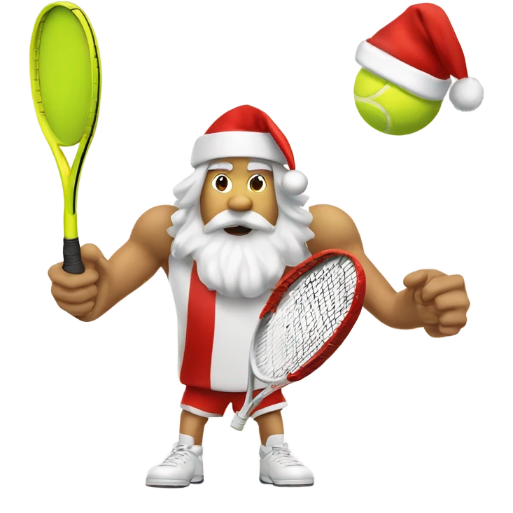 Tennis player playing tennis right handed wearing Santa hat Caucasian emoji
