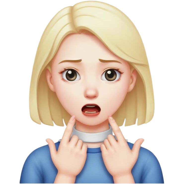girl making choking gesture emoji