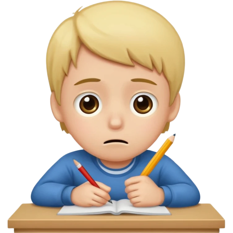 make  a sad kid who got an F on his english exam emoji