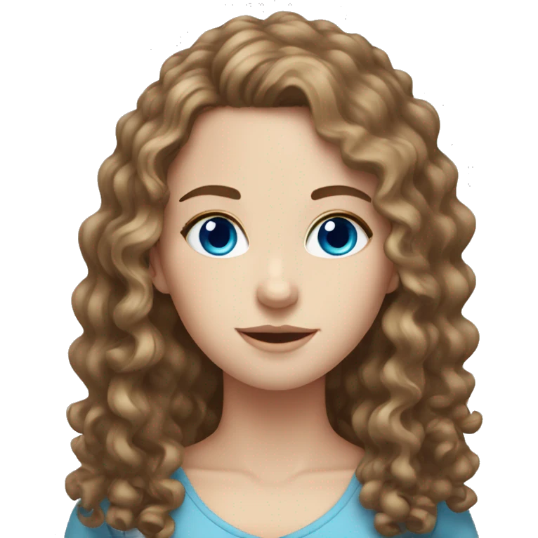 White girl with blue eyes and brown curly hair  emoji