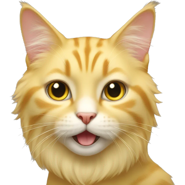 long hair yellow cat, have "()" around the cat's mouth emoji