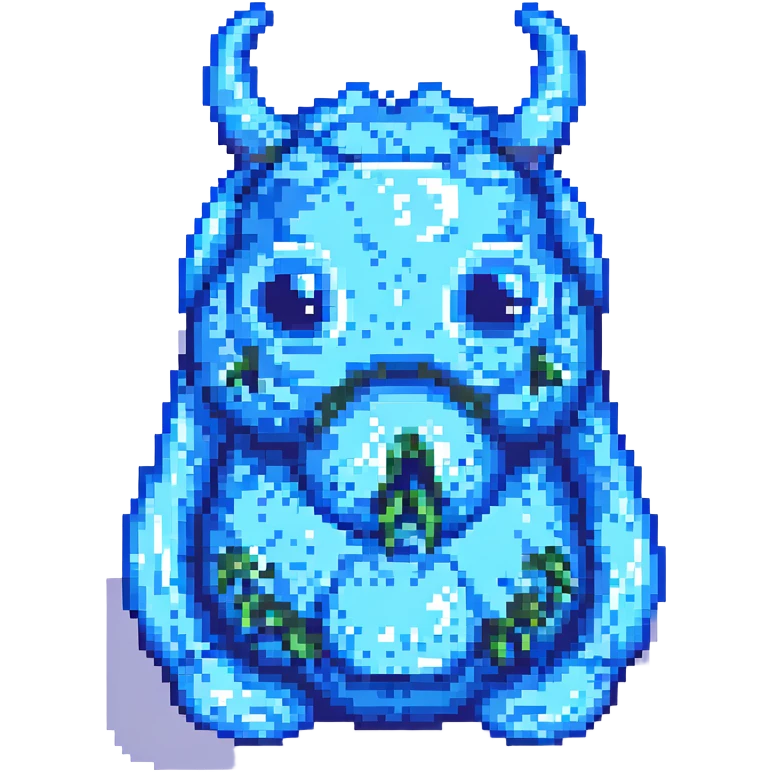 blue slime monster pixel art emoji