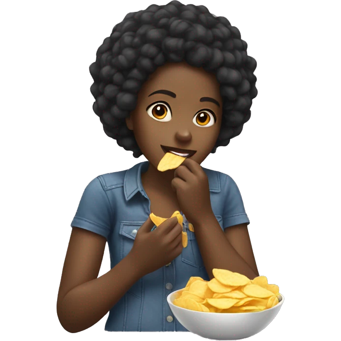 Black girl eating chips emoji