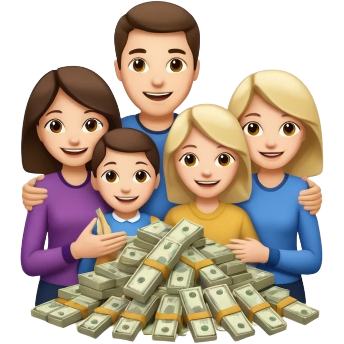 money around a family of four people emoji