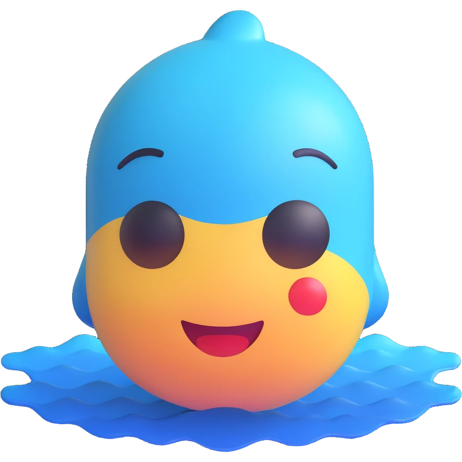 Create an ocean emoji that looks exactly like the reference image in iOS emoji style. It should be 3D, shiny, with smooth gradients, soft shadows, and sunlight reflecting on the water, capturing the classic emoji look. emoji