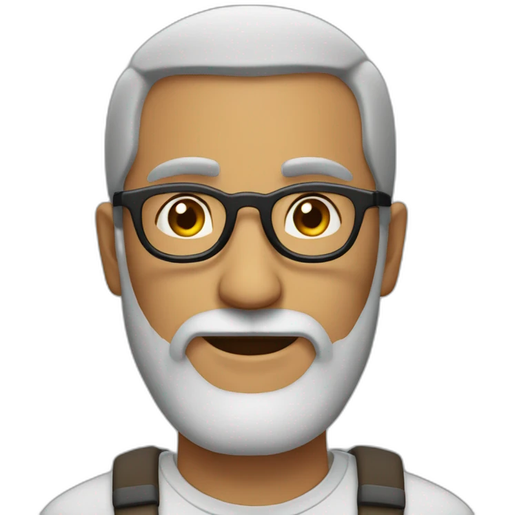 Middle age Arab man with a long blach beard, round glasses and short hair. emoji
