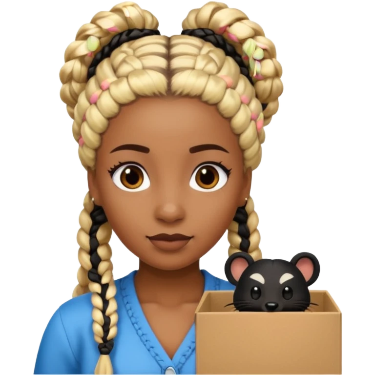 A brown skin woman with skunk type braids (blonde and black box braids)  emoji