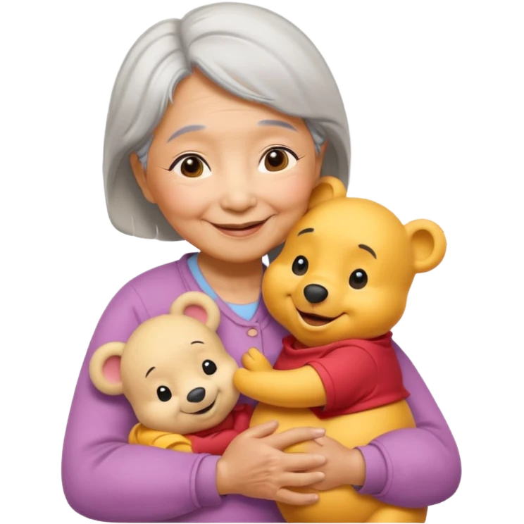 Asian grandma and Winnie the Pooh emoji