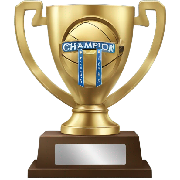 A championship trophy with 'Champion' written on it emoji