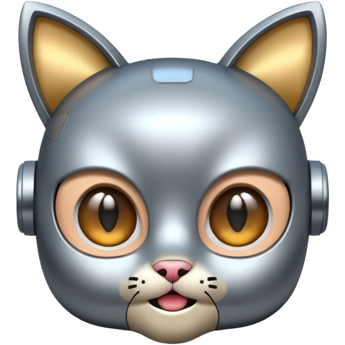 robot looking surprised with cat ears and looks funny emoji