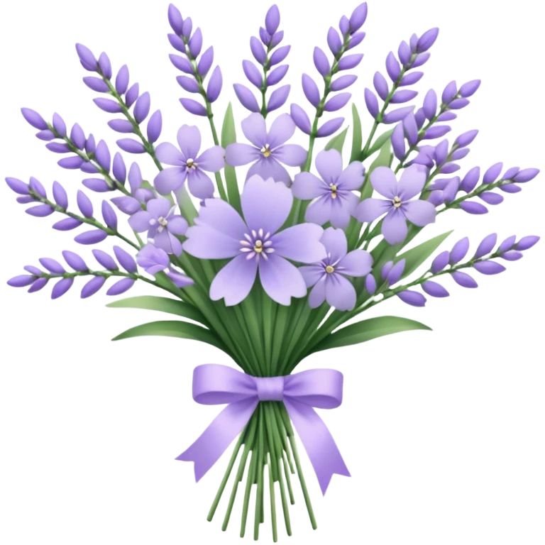A delicate hand-tied lavender bouquet, featuring wisps of pale lila emoji