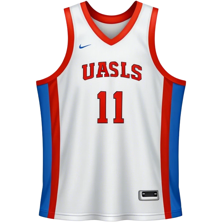 Cinematic Realistic image of a basketball jersey rendered in bold team colors with finely textured fabric and realistic creases, set against an energetic court backdrop with bright, dynamic lighting emoji