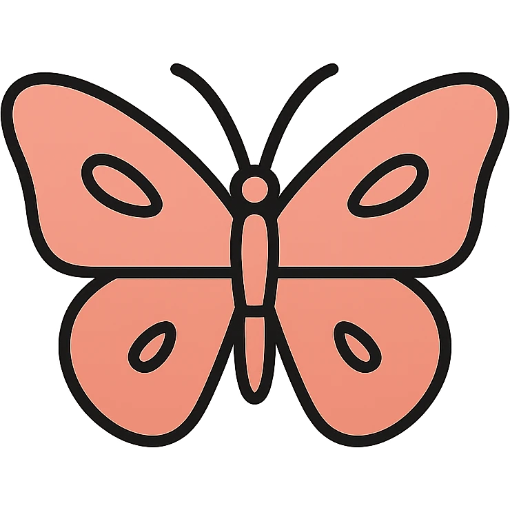 rose gold butterfly, modern icon style emoji