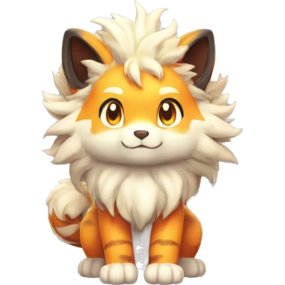 Colorful Shiny Kawaii Cute Tiger-Arcanine—Vulpix-Fakémon-Pokémon full body emoji