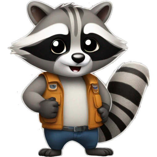 The raccoon gives a thumbs up emoji