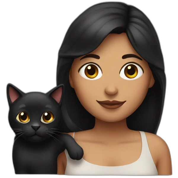 Latina woman with a black cat emoji