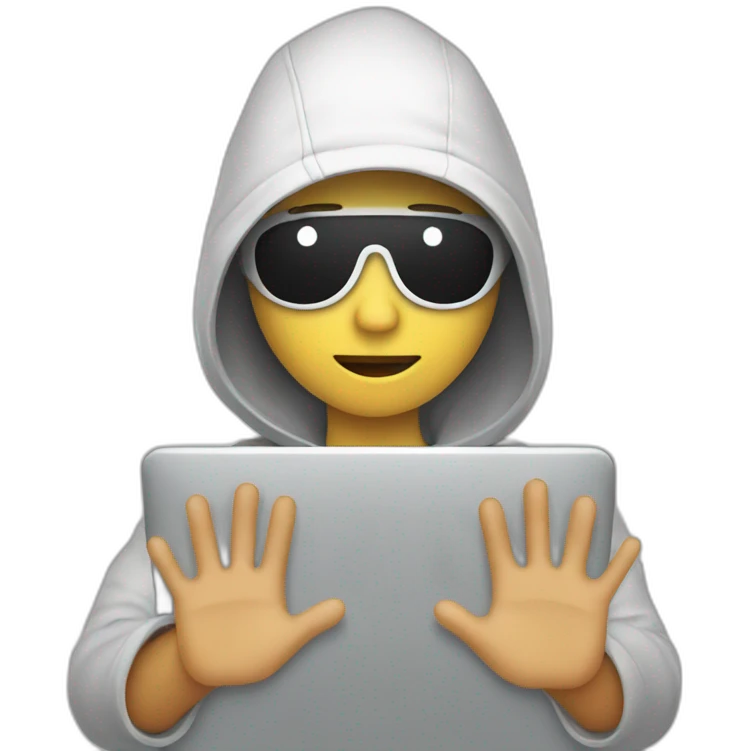 person with computer doing stop with hand emoji