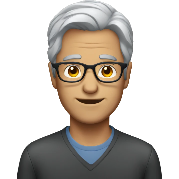 man with grey hair and glasses emoji