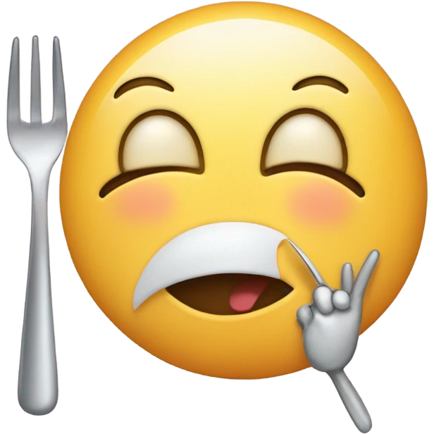 Blushing emoji eating emoji
